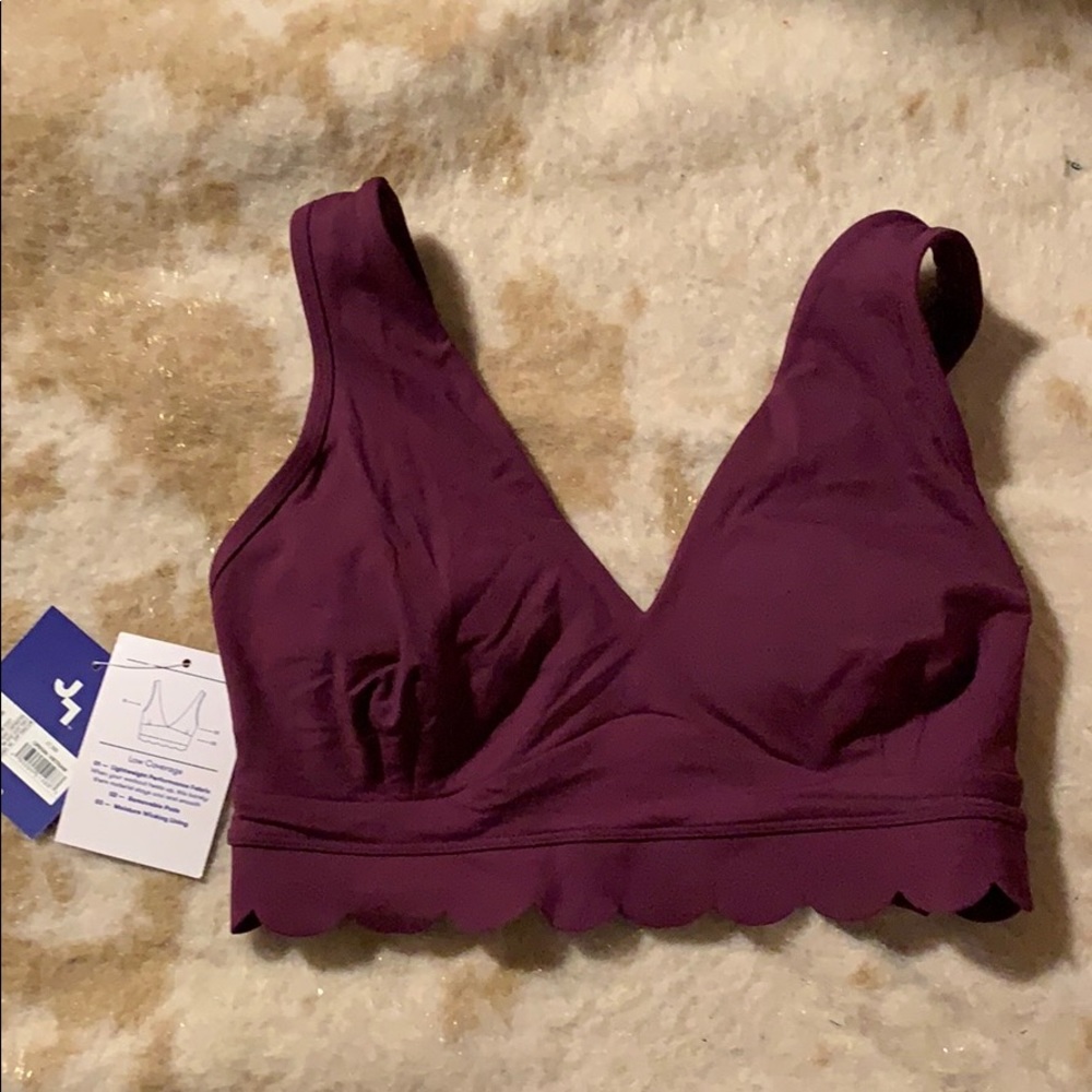 Joy Lab Plum Scalloped Sports Bra
